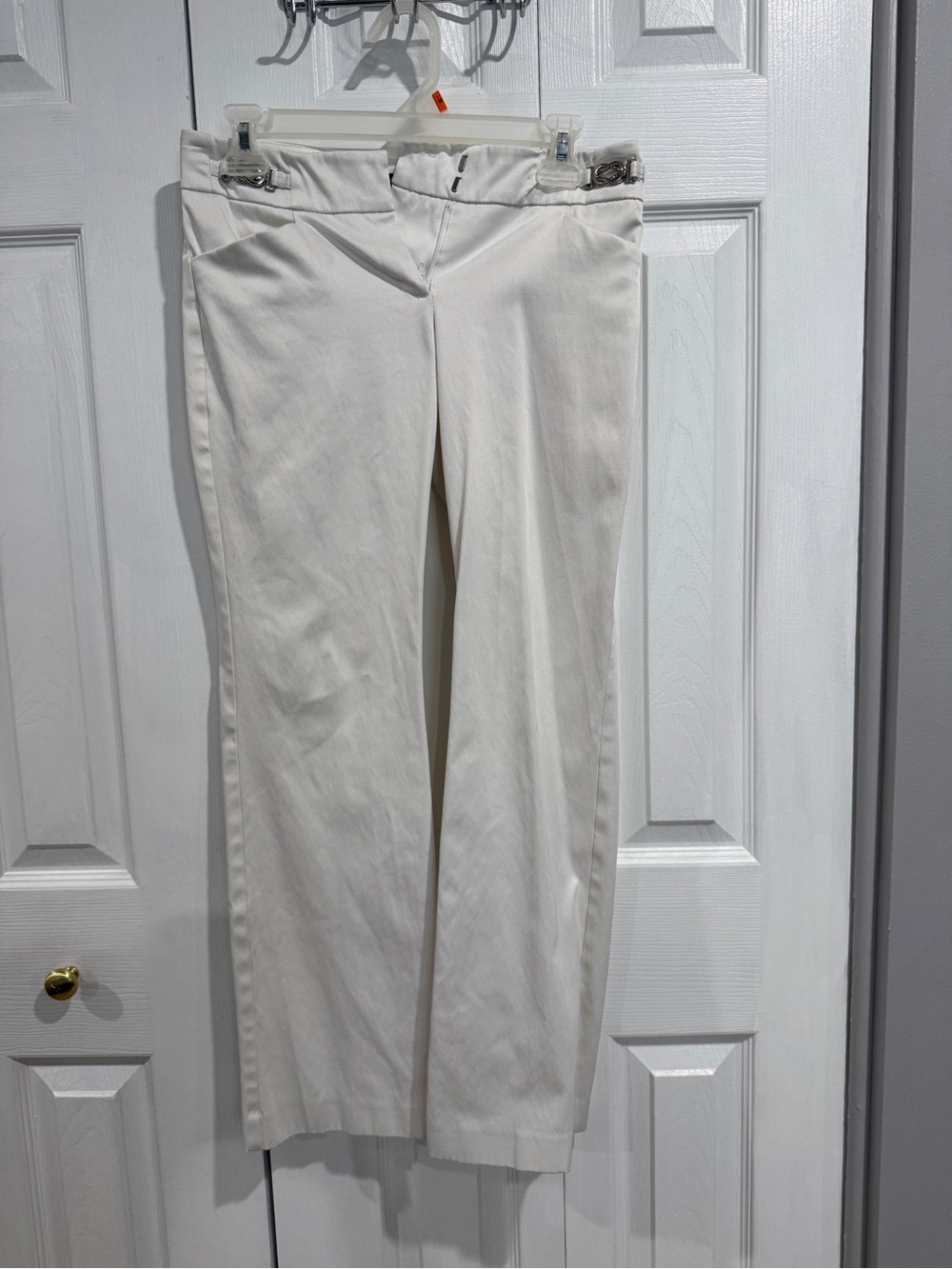 New York & Company Cream Wide-Leg Trousers